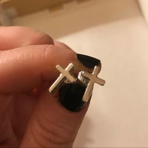 Silver cross stud earrings